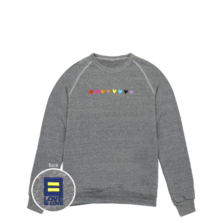 Love is Love Embroidered Rainbow Hearts Sweatshirt | HRC