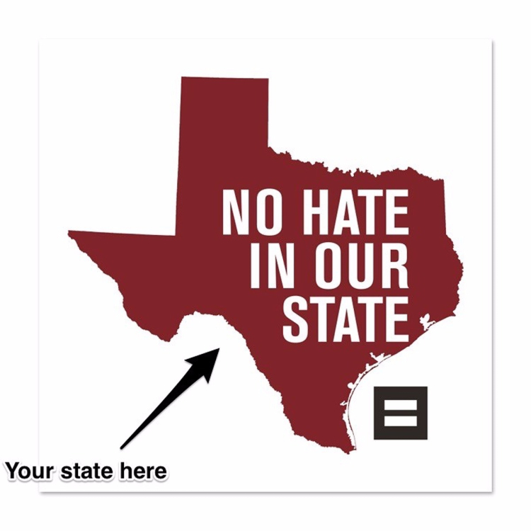 t-shirt human rights campaign No Hate In Our State sticker